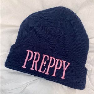 Navy/ pink beanie
